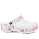 Klapki damskie na platformie, ecru, Crocs Classic Platform Dream