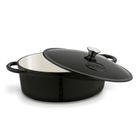 KönigHoffer, gęsiarka owalna, żeliwna, emaliowana, natural, czarny połysk, 6,4l, 32,5-25-11,8 cm