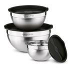 Könighoffer, komplet misek nierdzewnych satynowych z czarną pokrywą, 16/20/24 cm, 3 szt.