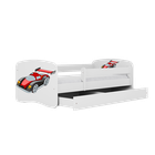 Kocot Kids, Babydreams, łóżko z materacem, białe, auto wyścigowe, 70-140 cm