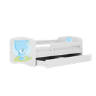 Kocot Kids, Babydreams, łóżko z materacem, białe, niebieski miś, 70-140 cm