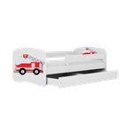 Kocot Kids, Babydreams, łóżko z materacem, białe, straż pożarna, 70-140 cm