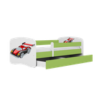 Kocot Kids, Babydreams, łóżko z materacem, zielone, auto wyścigowe, 70-140 cm
