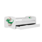 Kocot Kids, Babydreams, łóżko z szufladą i materacem, białe, mały dino, 80-180 cm