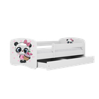 Kocot Kids, Babydreams, łóżko z szufladą i materacem, białe, panda z babeczką, 80-160 cm