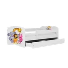 Kocot Kids, Babydreams, łóżko z szufladą i materacem, białe, zoo, 80-160 cm