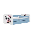 Kocot Kids, Babydreams, łóżko z szufladą i materacem, niebieskie, panda z babeczką, 70-140 cm