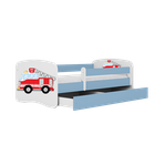 Kocot Kids, Babydreams, łóżko z szufladą i materacem, niebieskie, straż pożarna, 80-180 cm