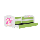Kocot Kids, Babydreams, łóżko z szufladą i materacem, zielone, wróżka z motylkami, 80-180 cm