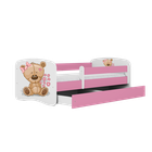 Kocot Kids, Babydreams, łóżko z szufladą, różowe, miś kwiatki, 80-180 cm