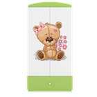 Kocot Kids, Babydreams, szafa, zielona, miś kwiatki, 181.2-52-90 cm