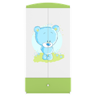 Kocot Kids, Babydreams, szafa, zielona, niebieski miś, 181.2-52-90 cm