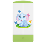 Kocot Kids, Babydreams, szafa, zielona, słonik, 181.2-52-90 cm