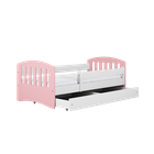 Kocot Kids, Classic 1, łóżko z szufladą i materacem, pudrowy róż, 80-180 cm