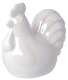 Kogut, figurka ceramiczna, biała perłowa, 6-6-10 cm