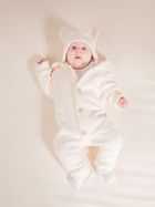 Kombinezon przejściowy chłopięcy z kapturem, ocieplany, Czapka, ecru, Nicol