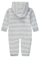 Kombinezon przejściowy chłopięcy z kapturem, ocieplany, niebiesko-biały, Kanz