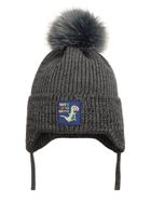 Komplet chłopięcy, Czapka z pomponem, Komin, szary, Ambra