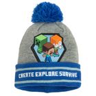 Komplet chłopięcy, Czapka z pomponem, Komin, szary, Minecraft