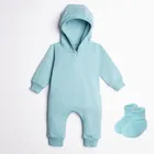 Komplet chłopięcy, Kombinezon przejściowy z kapturem, Buciki niechodki, niebieski, Nicol