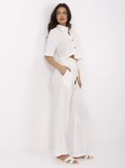 Komplet damski, Koszula z krótkim rękawem, Spodnie materiałowe, ecru, Factory Price