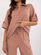 Komplet damski, lniany, różowy, Lakerta