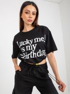 Komplet damski, T-shirt, Spodnie dresowe, czarny, BADU