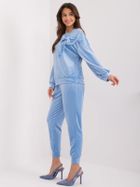 Komplet damski, welurowy, niebieski, Italy Moda