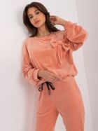 Komplet damski, welurowy, pomarańczowy, Italy Moda