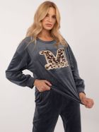 Komplet damski, welurowy, szary, Italy Moda