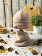 Komplet dziecięcy, Czapka, Komin, beżowy, Iltom