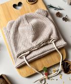 Komplet dziecięcy, sweterkowy, Czapka, Komin, beżowy, Iltom