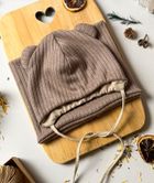 Komplet dziecięcy, sweterkowy, Czapka, Komin, brązowy, Iltom