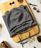 Komplet dziecięcy, sweterkowy, Czapka, Komin, grafitowy, Iltom