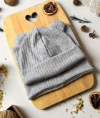 Komplet dziecięcy, sweterkowy, Czapka, Komin, szary, Iltom