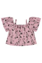 Komplet dziewczęcy, Bluzka z krótkim rękawem, crop top, Szorty, różowy, Quimby