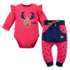 Komplet dziewczęcy, Body z długim rekawem, Spodnie dresowe, różowy, Eevi