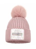 Komplet dziewczęcy, Czapka z pomponem, Komin, różowy, Ambra
