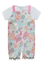 Komplet dziewczęcy, T-shirt, Rampers, biały, Kanz