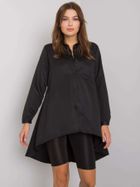 Koszula damska z długim rękawem, czarna, Ex Moda