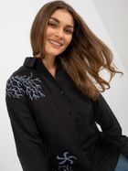 Koszula damska z długim rękawem, czarna, Factory Price