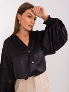 Koszula damska z długim rękawem, czarna, Lakerta