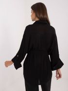 Koszula damska z długim rękawem, oversize, czarna, Lakerta