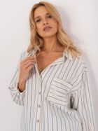 Koszula damska z długim rękawem, oversize, ecru, By Pommes Life