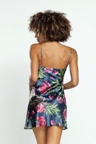 Koszula nocna damska na ramiączka, granatowa, Dkaren