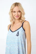 Koszula nocna damska na ramiączka, plus size, niebieska, Italian Fashion