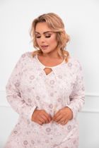 Koszula nocna damska z długim rękawem, różowa, Italian Fashion