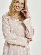 Koszula nocna damska z długim rękawem, różowa, Noris, Taro