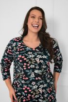 Koszula nocna damska z rękawem 3/4, granatowa, Italian Fashion