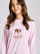 Koszula nocna dziewczęca z długim rękawem, różowa, Jasmina, Taro